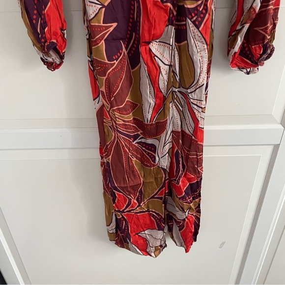 Anthropologie brown and orange floral print midi dress 20955 - Picture 9 of 15